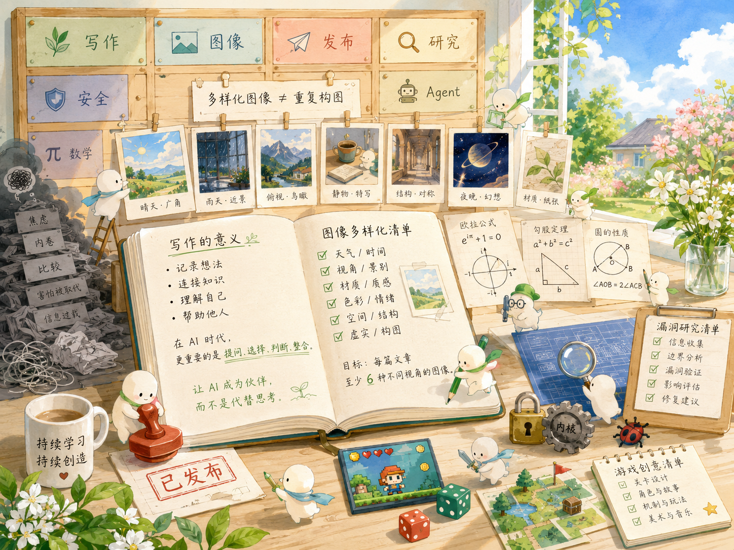 一个人在城市边缘眺望远处的机器和灯光，气氛安静但带有不确定感